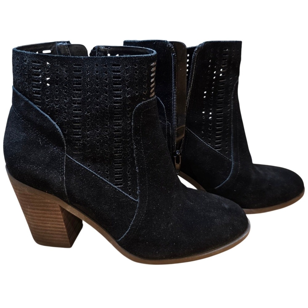 Crown Vintage Taudia Black Ankle Bootie Side Zip chunky heel Women's Size 8